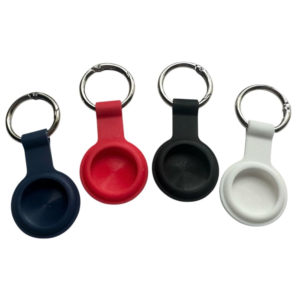 NEW Set of 4 AirTag Keychain Fob Holders in Blue, Red, Black, and White